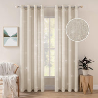 1 x RAW Customer Returns MIULEE Set of 2 Voile Curtains Sheer Linen Curtain with Eyelets Transparent Irregular Texture Curtain Eyelet Curtain Window Curtain Translucent for Bedroom 260 x 140cm H x W Golden Beige - RRP €38.59