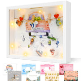 1 x RAW Customer Returns Ulikey 8 in 1 3D picture frame for filling, money box personalized, deep frame with light and plexiglass, 3D object frame for wedding baptisms travel birthday, money gift wedding - RRP €16.27