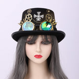 1 x RAW Customer Returns Unisex Victorian Steampunk Top Hat with Goggles and Equipment for Women Men Carnival Halloween Cosplay Headwear Accessories 61cm 24.02 Inches, Black  - RRP €32.99