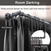 2 x Brand New INFLATION Frosted Industrial Curtain Rod, Black Curtain Rod Tube for Window 81-145cm, Adjustable Stainless Steel Rust Resistant Blackout Curtain Rod Set - RRP €49.72