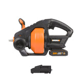 1 x RAW Customer Returns WORX Cordless Drain Cleaner 18V 20V Max PowerShare, 7.6 m telescopic spiral, unclogs pipes from 19-76 mm, automatic blockage remover for S and L pipes, LED light, replaceable cleaning spiral - RRP €164.99