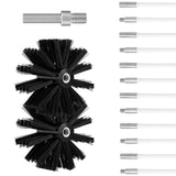 1 x RAW Customer Returns Chimney brush rod set, diameter 120mm, chimney brush contains 12 flexible rods 410mm and 2 brush heads wood stove chimney brush kit chimney cleaning rod cleaning brush dry pipe cleaning brush - RRP €38.3