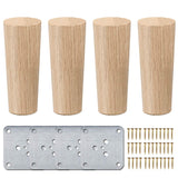 1 x RAW Customer Returns 20cm Wooden Table Legs, La Vane 4 Pack Solid Wood Tapered Replacement Furniture Feet with Mounting Plates Screws for Sofa Bed Cabinet Couch Chair - RRP €22.18