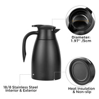 1 x RAW Customer Returns Tiken 1.5L Thermos Flask Stainless Steel Double Wall Vacuum Insulated Coffee Pot Black - RRP €34.61