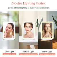 1 x RAW Customer Returns FUNTOUCH Cosmetic Mirror with Lighting, Rechargeable Portable Ultra Slim Travel Mirror with Light, 3 Color Lights, Dimmable Touch Screen Makeup Mirror, Foldable Makeup Mirror White  - RRP €18.38