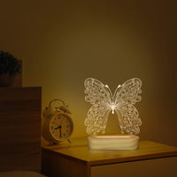 1 x RAW Customer Returns 3D optical illusion lamp butterfly night light for kids baby girls bedroom decor gifts, soft warm white colors wooden base bedside lamp  - RRP €19.99