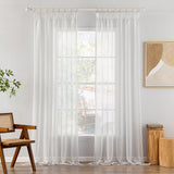 1 x RAW Customer Returns MIULEE Curtains with ruffle tape set of 2 curtains white curtain with eyelets curtains living room made of sheer voile curtains transparent white bedroom 140 x 245 cm - RRP €23.9