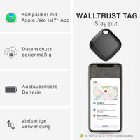 1 x RAW Customer Returns WALLTRUST 2 Pack Key Finder Tracker Compatible with Apple Find My APP iOS iPhone and iPad Bluetooth Key Finder Keychain Gadget in Black for Bags Animals Keys - RRP €19.99