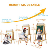 1 x RAW Customer Returns Children s easel painting double-sided board for children with chalkboard whiteboard height adjustable standing board with paper roller painting accessories storage tray stickers for boys from girls 3 4 5 years - RRP €49.4