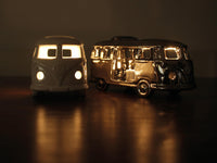 1 x RAW Customer Returns BRISA VW Collection - Volkswagen T1 Bulli Bus Tealight Candle Holder Table Decoration Made of Ceramic 1 28 Classic Bus Silver  - RRP €21.13