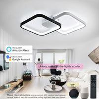 1 x RAW Customer Returns Smart ceiling lamp LED 28W black living room lamp with Alexa Googe Home dimmable with remote control modern design bedroom lamp hallway balcony and office - RRP €70.58