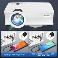 1 x RAW Customer Returns Miden 9000 Lumens Mini Projector, 1080P Full HD Portable Projector, LCD Video Projector with 260 Display 990,000 hours, Compatible with HDMI, USB, VGA, Smartphone, PC, PS5 and TV Stick - RRP €74.75