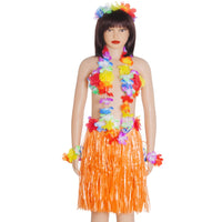 2 x Brand New baotongle 6 Pieces Hawaii Grass Skirts Costume Set Hula Skirt with Necklace Bracelets Headband Flower for Beach Party Decoration Party Atmosphere Orange  - RRP €20.14