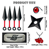 1 x RAW Customer Returns BARVERE Akatsuki Costume Adults, Akatsuki Costume Set with Cloak, Rings, Necklace, Headband, Bitterless and Hand Sword, Cosplay Costumes for Carnival, Halloween, Party-M - RRP €18.13