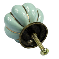 1 x RAW Customer Returns PsmGoods Europe Style Ceramic Pumpkin Vintage Door Drawer Knobs for Dresser Kitchen Cabinet Pulls Cupboard Handles 10Pack Light Blue  - RRP €18.54