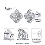 1 x Brand New ChicSilver 925 Silver Quaternary Celtic Knot Stud Earrings with Zirconia Women Girls Celtic Knot Earring for Wedding Valentine s Day - RRP €30.65