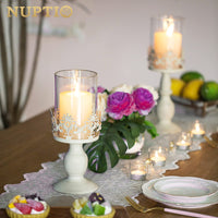 1 x RAW Customer Returns NUPTIO 2 Pieces Vintage Design Carved Candlestick, Wedding Party Table Decoration Candlestick, Romantic Dinner Candlelight Creative Candlestick, Christmas Decoration Small Large - RRP €27.98