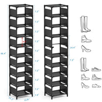 1 x RAW Customer Returns sunvito 10 Tier Shoe Rack, Space Saver, 10 Pairs of Tall Shoes, Stackable Narrow Shoe Rack for Entryway, Closet, Wardrobe, Bedroom, Garage, Closet, Over Door, Hallway - RRP €28.75