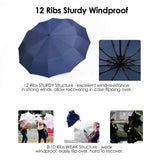 1 x RAW Customer Returns JIGUOOR 12 Ribs Umbrella Windproof Travel Umbrella Compact, Light, Automatic, Strong and Portable, Folding Backpack Auto Open Close Umbrella for Rain, Men and Women-Blue - RRP €21.17