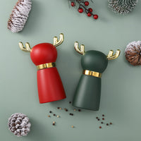 3 x Brand New Deer Shaped Wooden Salt and Pepper Mill Set Red Green 2 Piece Wooden Salt Mill Set Adjustable Ceramic Mill Refillable - RRP €68.94