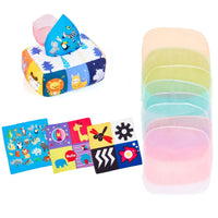 1 x Brand New Bambebe tissue box baby toy, baby toy Montessori toy, sensory toy baby 0 6 12 months, tissue box toy with 6 crinkle paper and 15 colorful silk scarves, educational toy - RRP €19.2