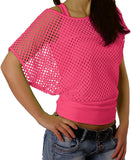 1 x RAW Customer Returns ELFIN Women s Mesh Shirt Mesh Top Mesh Shirt 80s Outfits Carnival Theme Party Tops Mesh Top Summer Tops, Neon Pink, S - RRP €24.19