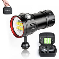 1 x RAW Customer Returns LetonPower B24 Diving Flashlight, 9000 Lumens Super Bright Underwater 80m Video Light, Scuba Dive Light, High Frequency Use for Outdoor Underwater Sports - RRP €99.99