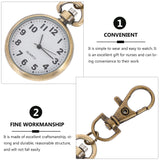 1 x RAW Customer Returns UKCOCO Pocket Watch Hanging Nurses Watch Women Nurses Pin Watches On Key Rings For Keychains Fob Lapel Clock Wind All Bronze Pin Miss Glass - RRP €52.8