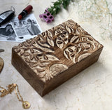 1 x RAW Customer Returns Great Birthday Gift, Handmade Decorative Wooden Jewelry Box with Tree of Life, Jewelry Organizer, Keepsake Box, Trinket Box, Watch Box, 20 x 12 cm, Housewarming Gifts - RRP €18.64