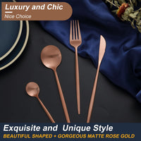 1 x RAW Customer Returns Bestdin cutlery set for 6 people, 24 piece stainless steel cutlery rose gold cutlery set with knife fork spoon, high-quality stainless steel cutlery, dishwasher safe. - RRP €29.99