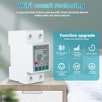 1 x RAW Customer Returns DEWIN Smart Energy Meter, Tuya WiFi Intelligent Reclosing Protector Current Voltage Monitoring Circuit Breaker Switch - RRP €28.19