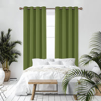 1 x RAW Customer Returns Deconovo Interior Blackout Curtains 2 Pieces 270 CM Height, Thermal Insulated Curtains with Eyelets for Modern Living Room, 140x270 CM Width x Height , Green - RRP €40.02