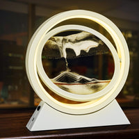 1 x RAW Customer Returns Ulikey Sand Pictures for Rotating, 3D Dynamic Sand Picture with LED Light, 10 Inch Moving Sand Art, Flowing Sand Art for Children, Moving Sand Art Picture Landscape for Desktop White and Black  - RRP €35.28