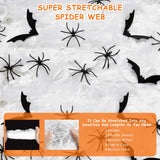 4 x Brand New Tarocat Halloween spider web horror decoration, Halloween spider web, 140g stretch spider webs, 50 fake spider and 24 bat stickers, decorative spider webs for outdoor party garden decoration - RRP €81.6