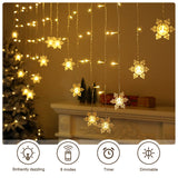 1 x RAW Customer Returns BLOOMWIN 2x1M snowflake light curtain warm white, USB Christmas lights 8 modes light chain curtain 104LEDs mood lights for balcony, window, wedding, Christmas IP44 light chain LED - RRP €25.99