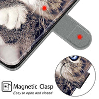 1 x RAW Customer Returns HopMore mobile phone case for Samsung Galaxy A13 4G leather case, leather case PU flip case 360 degree protective cover motif for girls women boys men, shockproof mobile phone case - gray cat - RRP €12.08