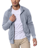 1 x RAW Customer Returns Remxi Men s Hoodie No Hood Zipper Cardigan Jacket Light Grey, M  - RRP €25.88