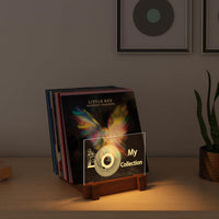 1 x RAW Customer Returns YuanDian Illuminated Vinyl Record Storage, Record Stand, Wooden Acrylic Holder for Vinyl Album Display and Storage with Warm White Color Lights Record, Vinyl Records - RRP €45.37