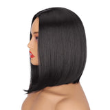 1 x RAW Customer Returns PORSMEER Bob Wig black Short Straight Synthetic Hair Cosplay Daily Party Wig for Women Natural Like Real Hair - RRP €24.48