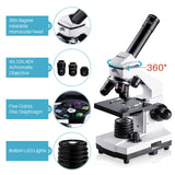 1 x RAW Customer Returns BEBANG 100X-2000X Microscope for Children Adults, Professional Biological Microscopes for Students School Laboratory Home - RRP €109.99