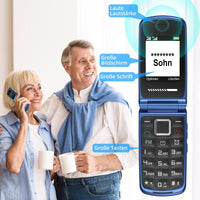 1 x RAW Customer Returns USHINING 4G senior mobile phone flip phone without contract, mobile phone large button cell phone for seniors with 2.4 and 1.77 inch dual color display, dual SIM SOS emergency call button, blue - RRP €55.99