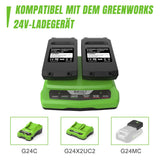 1 x RAW Customer Returns XNJTG 2 pieces 24V 3.0Ah replacement battery for Greenworks 24V battery G24B2 G24B4 with dual port charger replacement for Greenworks 24V charger G24X2UC2 - RRP €98.35