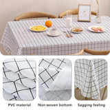 2 x Brand New PVC tablecloth, rectangular tablecloth, 2 pieces 137 180 cm, stain protection, easy-care, washable, dirt-repellent color, white checked style pattern tablecloth - RRP €60.0