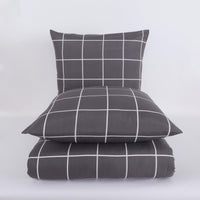 1 x RAW Customer Returns Vency bed linen 135x200 4-piece anthracite - Oeko-TEX 80 cotton 20 polyester, 2x duvet cover zip 2x pillowcases 80x80 envelope closure, gridline model - RRP €32.18