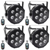 1 x RAW Customer Returns SEBRUANC RGBW LED Par Spotlight, 4PCS 7 LED Spotlight Stage Light with Remote Control 8 Modes Disco Light Effects for DJ Bar Wedding Christmas Haloween Lighting - RRP €129.99