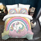 1 x RAW Customer Returns Hoimlm Unicorn Bed Linen 135x200 Children s Bedding Set with Duvet Cover and 2 Pillowcases, Cartoon Unicorn Microfiber Soft Girls Bedding with Zipper - RRP €31.81