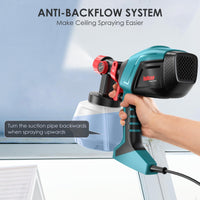 1 x RAW Customer Returns ENEACRO paint spray system 700W HVLP paint spray gun with 1200ml container, adjustable flow rate and spray angle, 5 brass nozzles, 360 adjustable spray pattern for indoor and outdoor use - RRP €58.0