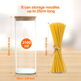 1 x RAW Customer Returns YUEYEE 2100 ml storage jars with lids, glass containers with bamboo lids, transparent storage jars with lids for oats, cereal, pasta, rice, nuts, flour storage, set of 2 - RRP €27.31