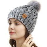 2 x Brand New REDESS Women s Winter Pompom Beanie Hat Fleece Lined Warm Hats, Thick Casual Snow Knit Hat for Women - RRP €39.98