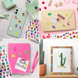 12 x Brand New 3D letter stickers for children, colorful alphabet stickers for scrapbooking, small ABC letter stickers for kids DIY decoration, self-adhesive letters, 4 pack. - RRP €72.48